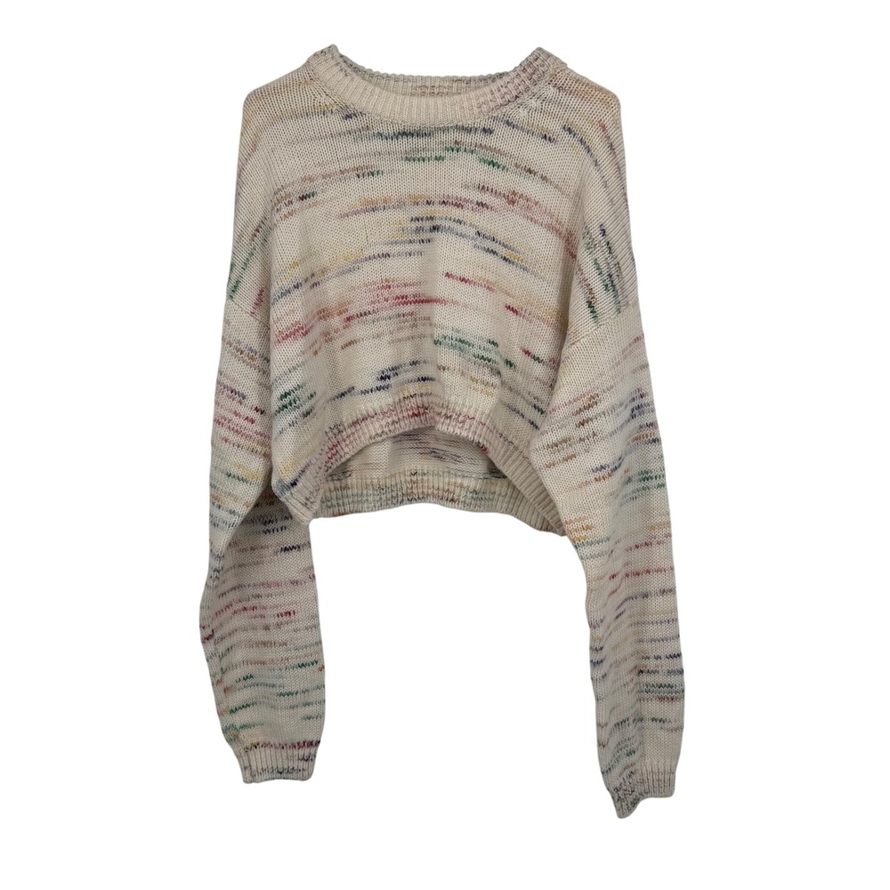 Urban Outfitters Sweater Women Large Ivory Multi Space Dye Cropped Wool Blend